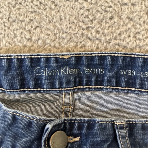 Calvin Klein Jeans Slim Straight Mens Jeans Blue Size 33 X 34 Denim Cotton Blend - Picture 2 of 4